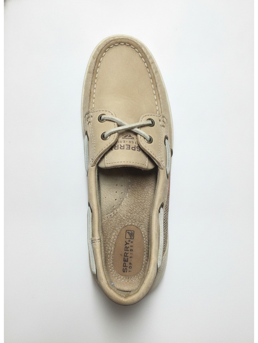 Sperry Top-Sider Beige Leather Boat Shoes Size 7.5M - Picture 2 of 7